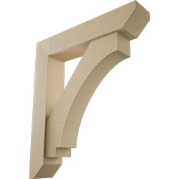 Ekena Millwork - BKTUR0554X28X32IMP06RCPR - Timberthane Faux Wood Imperial Style Bracket w/ Offset Brace, Slat Ends, 5 1/2"W x 28"D x 32"H, Primed Tan