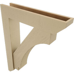 Ekena Millwork - BKTUR0554X28X36IMP06RCPR - Timberthane Faux Wood Imperial Style Bracket w/ Offset Brace, Slat Ends, 5 1/2"W x 28"D x 36"H, Primed Tan