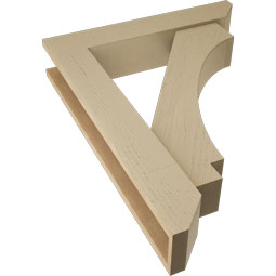 Ekena Millwork - BKTUR0554X28X36IMP06RCPR - Timberthane Faux Wood Imperial Style Bracket w/ Offset Brace, Slat Ends, 5 1/2"W x 28"D x 36"H, Primed Tan