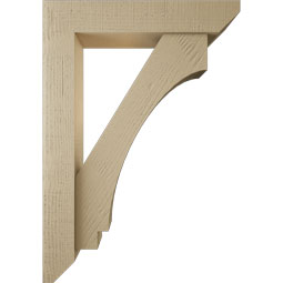 Ekena Millwork - BKTUR0554X28X40IMP06RCPR - Timberthane Faux Wood Imperial Style Bracket w/ Offset Brace, Slat Ends, 5 1/2"W x 28"D x 40"H, Primed Tan