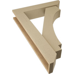 Ekena Millwork - BKTUR0554X28X40IMP06RCPR - Timberthane Faux Wood Imperial Style Bracket w/ Offset Brace, Slat Ends, 5 1/2"W x 28"D x 40"H, Primed Tan