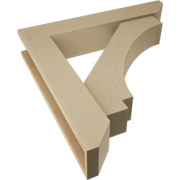 Ekena Millwork - BKTUR0554X30X30IMP06RCPR - Timberthane Faux Wood Imperial Style Bracket w/ Offset Brace, Slat Ends, 5 1/2"W x 30"D x 30"H, Primed Tan