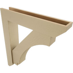 Ekena Millwork - BKTUR0554X30X34IMP06RCPR - Timberthane Faux Wood Imperial Style Bracket w/ Offset Brace, Slat Ends, 5 1/2"W x 30"D x 34"H, Primed Tan