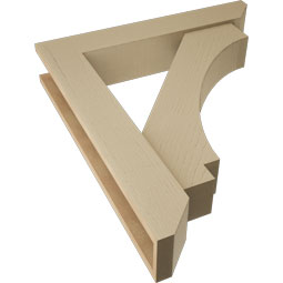 Ekena Millwork - BKTUR0554X30X34IMP06RCPR - Timberthane Faux Wood Imperial Style Bracket w/ Offset Brace, Slat Ends, 5 1/2"W x 30"D x 34"H, Primed Tan