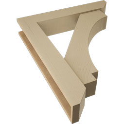Ekena Millwork - BKTUR0554X30X36IMP06RCPR - Timberthane Faux Wood Imperial Style Bracket w/ Offset Brace, Slat Ends, 5 1/2"W x 30"D x 36"H, Primed Tan