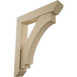 Ekena Millwork - BKTUR0554X30X36IMP06RCPR - Timberthane Faux Wood Imperial Style Bracket w/ Offset Brace, Slat Ends, 5 1/2"W x 30"D x 36"H, Primed Tan