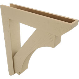 Ekena Millwork - BKTUR0554X30X38IMP06RCPR - Timberthane Faux Wood Imperial Style Bracket w/ Offset Brace, Slat Ends, 5 1/2"W x 30"D x 38"H, Primed Tan