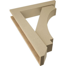Ekena Millwork - BKTUR0554X30X38IMP06RCPR - Timberthane Faux Wood Imperial Style Bracket w/ Offset Brace, Slat Ends, 5 1/2"W x 30"D x 38"H, Primed Tan