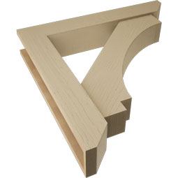 Ekena Millwork - BKTUR0554X32X32IMP06RCPR - Timberthane Faux Wood Imperial Style Bracket w/ Offset Brace, Slat Ends, 5 1/2"W x 32"D x 32"H, Primed Tan