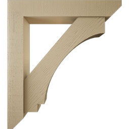 Ekena Millwork - BKTUR0554X32X36IMP06RCPR - Timberthane Faux Wood Imperial Style Bracket w/ Offset Brace, Slat Ends, 5 1/2"W x 32"D x 36"H, Primed Tan