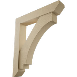 Ekena Millwork - BKTUR0554X32X36IMP06RCPR - Timberthane Faux Wood Imperial Style Bracket w/ Offset Brace, Slat Ends, 5 1/2"W x 32"D x 36"H, Primed Tan