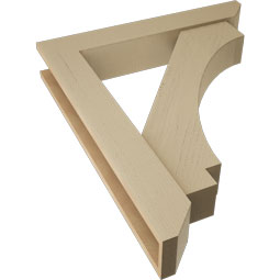 Ekena Millwork - BKTUR0554X32X38IMP06RCPR - Timberthane Faux Wood Imperial Style Bracket w/ Offset Brace, Slat Ends, 5 1/2"W x 32"D x 38"H, Primed Tan
