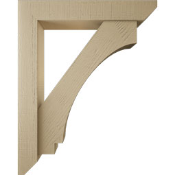 Ekena Millwork - BKTUR0554X32X40IMP06RCPR - Timberthane Faux Wood Imperial Style Bracket w/ Offset Brace, Slat Ends, 5 1/2"W x 32"D x 40"H, Primed Tan