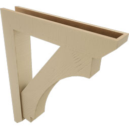 Ekena Millwork - BKTUR0554X32X40IMP06RCPR - Timberthane Faux Wood Imperial Style Bracket w/ Offset Brace, Slat Ends, 5 1/2"W x 32"D x 40"H, Primed Tan
