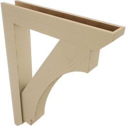 Ekena Millwork - BKTUR0554X32X44IMP06RCPR - Timberthane Faux Wood Imperial Style Bracket w/ Offset Brace, Slat Ends, 5 1/2"W x 32"D x 44"H, Primed Tan