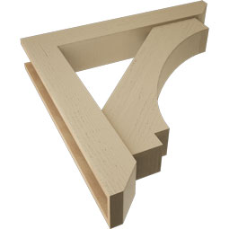 Ekena Millwork - BKTUR0554X34X34IMP06RCPR - Timberthane Faux Wood Imperial Style Bracket w/ Offset Brace, Slat Ends, 5 1/2"W x 34"D x 34"H, Primed Tan