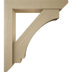 Ekena Millwork - BKTUR0554X34X38IMP06RCPR - Timberthane Faux Wood Imperial Style Bracket w/ Offset Brace, Slat Ends, 5 1/2"W x 34"D x 38"H, Primed Tan