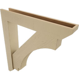 Ekena Millwork - BKTUR0554X34X38IMP06RCPR - Timberthane Faux Wood Imperial Style Bracket w/ Offset Brace, Slat Ends, 5 1/2"W x 34"D x 38"H, Primed Tan