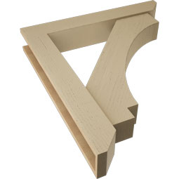 Ekena Millwork - BKTUR0554X34X38IMP06RCPR - Timberthane Faux Wood Imperial Style Bracket w/ Offset Brace, Slat Ends, 5 1/2"W x 34"D x 38"H, Primed Tan