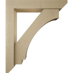 Ekena Millwork - BKTUR0554X34X40IMP06RCPR - Timberthane Faux Wood Imperial Style Bracket w/ Offset Brace, Slat Ends, 5 1/2"W x 34"D x 40"H, Primed Tan
