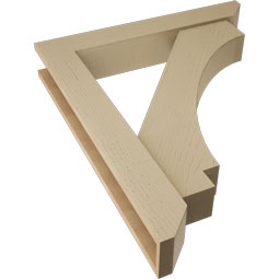 Ekena Millwork - BKTUR0554X34X40IMP06RCPR - Timberthane Faux Wood Imperial Style Bracket w/ Offset Brace, Slat Ends, 5 1/2"W x 34"D x 40"H, Primed Tan