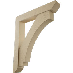Ekena Millwork - BKTUR0554X34X40IMP06RCPR - Timberthane Faux Wood Imperial Style Bracket w/ Offset Brace, Slat Ends, 5 1/2"W x 34"D x 40"H, Primed Tan
