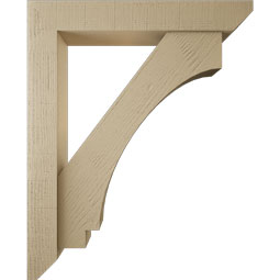 Ekena Millwork - BKTUR0554X34X42IMP06RCPR - Timberthane Faux Wood Imperial Style Bracket w/ Offset Brace, Slat Ends, 5 1/2"W x 34"D x 42"H, Primed Tan