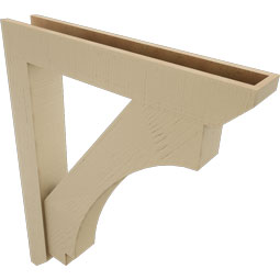 Ekena Millwork - BKTUR0554X34X42IMP06RCPR - Timberthane Faux Wood Imperial Style Bracket w/ Offset Brace, Slat Ends, 5 1/2"W x 34"D x 42"H, Primed Tan