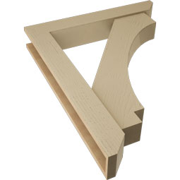 Ekena Millwork - BKTUR0554X34X42IMP06RCPR - Timberthane Faux Wood Imperial Style Bracket w/ Offset Brace, Slat Ends, 5 1/2"W x 34"D x 42"H, Primed Tan