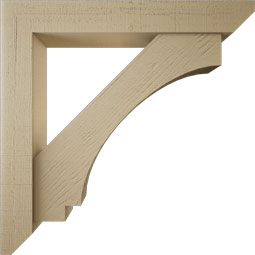 Ekena Millwork - BKTUR0554X36X36IMP06RCPR - Timberthane Faux Wood Imperial Style Bracket w/ Offset Brace, Slat Ends, 5 1/2"W x 36"D x 36"H, Primed Tan