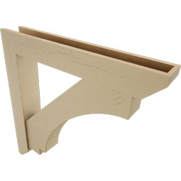 Ekena Millwork - BKTUR0554X36X36IMP06RCPR - Timberthane Faux Wood Imperial Style Bracket w/ Offset Brace, Slat Ends, 5 1/2"W x 36"D x 36"H, Primed Tan
