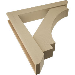Ekena Millwork - BKTUR0554X36X36IMP06RCPR - Timberthane Faux Wood Imperial Style Bracket w/ Offset Brace, Slat Ends, 5 1/2"W x 36"D x 36"H, Primed Tan