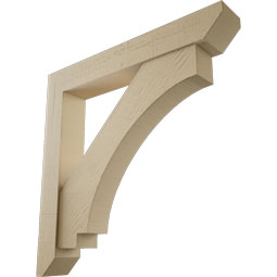 Ekena Millwork - BKTUR0554X36X36IMP06RCPR - Timberthane Faux Wood Imperial Style Bracket w/ Offset Brace, Slat Ends, 5 1/2"W x 36"D x 36"H, Primed Tan