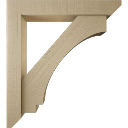 Ekena Millwork - BKTUR0554X36X40IMP06RCPR - Timberthane Faux Wood Imperial Style Bracket w/ Offset Brace, Slat Ends, 5 1/2"W x 36"D x 40"H, Primed Tan