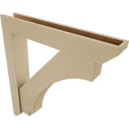 Ekena Millwork - BKTUR0554X36X40IMP06RCPR - Timberthane Faux Wood Imperial Style Bracket w/ Offset Brace, Slat Ends, 5 1/2"W x 36"D x 40"H, Primed Tan