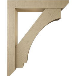 Ekena Millwork - BKTUR0554X36X44IMP06RCPR - Timberthane Faux Wood Imperial Style Bracket w/ Offset Brace, Slat Ends, 5 1/2"W x 36"D x 44"H, Primed Tan