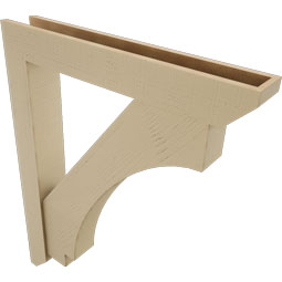 Ekena Millwork - BKTUR0554X36X44IMP06RCPR - Timberthane Faux Wood Imperial Style Bracket w/ Offset Brace, Slat Ends, 5 1/2"W x 36"D x 44"H, Primed Tan