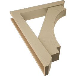 Ekena Millwork - BKTUR0554X36X44IMP06RCPR - Timberthane Faux Wood Imperial Style Bracket w/ Offset Brace, Slat Ends, 5 1/2"W x 36"D x 44"H, Primed Tan