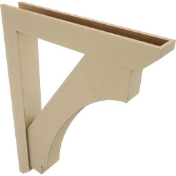 Ekena Millwork - BKTUR0554X36X48IMP06RCPR - Timberthane Faux Wood Imperial Style Bracket w/ Offset Brace, Slat Ends, 5 1/2"W x 36"D x 48"H, Primed Tan