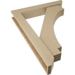 Ekena Millwork - BKTUR0554X36X48IMP06RCPR - Timberthane Faux Wood Imperial Style Bracket w/ Offset Brace, Slat Ends, 5 1/2"W x 36"D x 48"H, Primed Tan