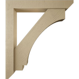 Ekena Millwork - BKTUR0554X38X44IMP06RCPR - Timberthane Faux Wood Imperial Style Bracket w/ Offset Brace, Slat Ends, 5 1/2"W x 38"D x 44"H, Primed Tan