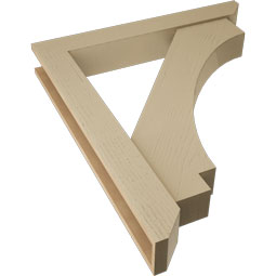 Ekena Millwork - BKTUR0554X38X44IMP06RCPR - Timberthane Faux Wood Imperial Style Bracket w/ Offset Brace, Slat Ends, 5 1/2"W x 38"D x 44"H, Primed Tan