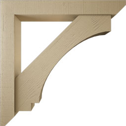 Ekena Millwork - BKTUR0554X40X40IMP06RCPR - Timberthane Faux Wood Imperial Style Bracket w/ Offset Brace, Slat Ends, 5 1/2"W x 40"D x 40"H, Primed Tan