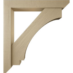 Ekena Millwork - BKTUR0554X40X44IMP06RCPR - Timberthane Faux Wood Imperial Style Bracket w/ Offset Brace, Slat Ends, 5 1/2"W x 40"D x 44"H, Primed Tan