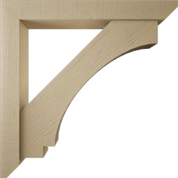 Ekena Millwork - BKTUR0554X42X42IMP06RCPR - Timberthane Faux Wood Imperial Style Bracket w/ Offset Brace, Slat Ends, 5 1/2"W x 42"D x 42"H, Primed Tan