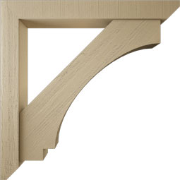 Ekena Millwork - BKTUR0554X44X44IMP06RCPR - Timberthane Faux Wood Imperial Style Bracket w/ Offset Brace, Slat Ends, 5 1/2"W x 44"D x 44"H, Primed Tan