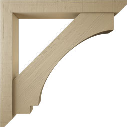 Ekena Millwork - BKTUR0554X46X46IMP06RCPR - Timberthane Faux Wood Imperial Style Bracket w/ Offset Brace, Slat Ends, 5 1/2"W x 46"D x 46"H, Primed Tan