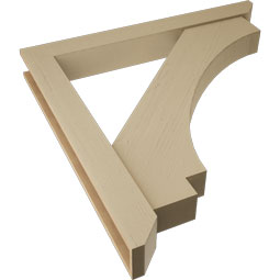 Ekena Millwork - BKTUR0554X46X46IMP06RCPR - Timberthane Faux Wood Imperial Style Bracket w/ Offset Brace, Slat Ends, 5 1/2"W x 46"D x 46"H, Primed Tan