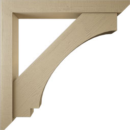 Ekena Millwork - BKTUR0554X48X48IMP06RCPR - Timberthane Faux Wood Imperial Style Bracket w/ Offset Brace, Slat Ends, 5 1/2"W x 48"D x 48"H, Primed Tan