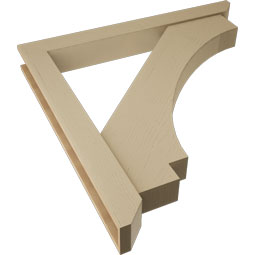 Ekena Millwork - BKTUR0554X48X48IMP06RCPR - Timberthane Faux Wood Imperial Style Bracket w/ Offset Brace, Slat Ends, 5 1/2"W x 48"D x 48"H, Primed Tan